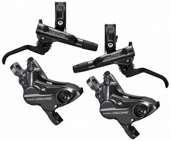 Shimano brzda kotoučová Deore M6120 čtyřpístková přední a zadní komplet bez kotoučů