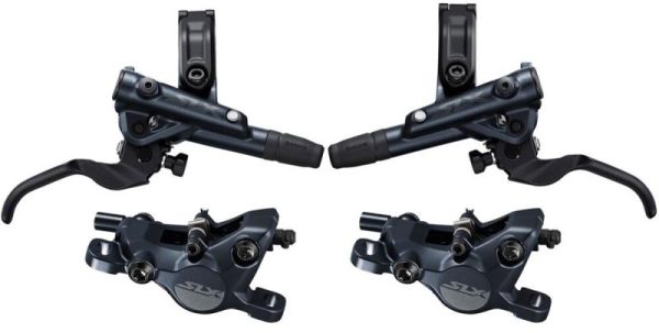 Shimano brzda kotoučová SLX M7120 čtyřpístková před. a zad. komplet bez kotoučů (zadní J-kit)